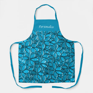 Blue Floral Cluster Flower Petal Pattern Apron