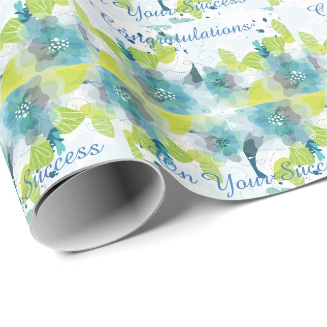 Blue Floral Congratulations Gift Wrap (Roll Corner)