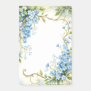 Blue Floral Corner Design Post-it Notes