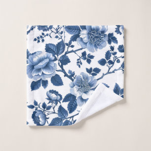 Blue Floral Cottage Garden Bath Towel Set