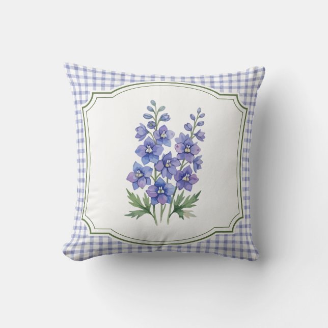 Blue Floral Countryside Cushion (Front)