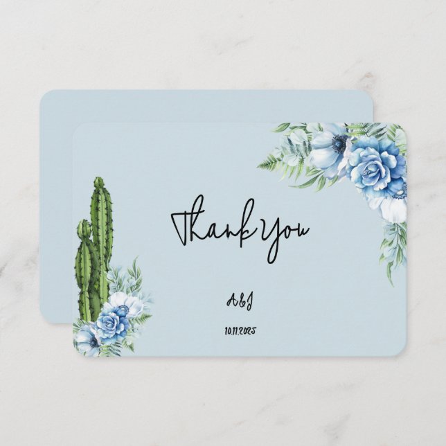 blue floral cowboy thank you card (Front/Back)