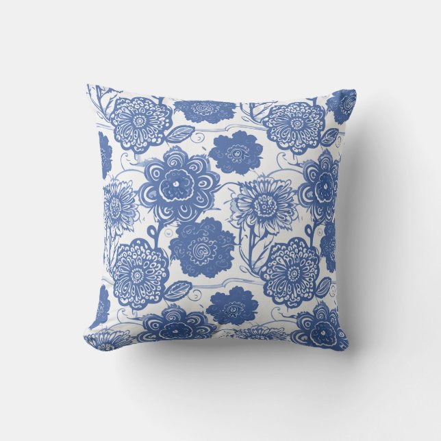 Blue floral cushion (Front)