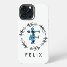Blue Floral Custom Monogram - Letter F