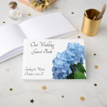 Blue Floral Custom Wedding Guest Book