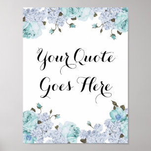 Blue Floral Customisable Poster Print