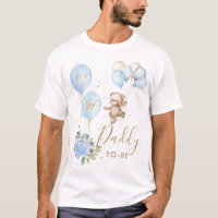Blue Floral Cute Bear Boy Baby Shower Daddy to be 