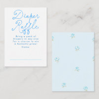 Blue Floral Cute Diaper Raffle Baby Shower Tickets