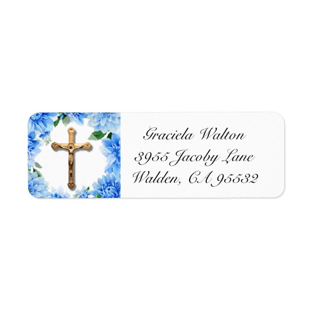 Blue Floral | Dahlias | Crucifix (Front)