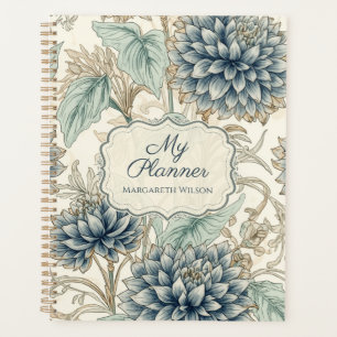 Blue Floral Daily Planner Student Notebook 