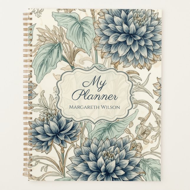 Blue Floral Daily Planner Student Notebook  (Front)