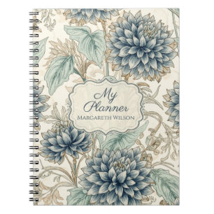 Blue Floral Daily Planner Student Notebook 