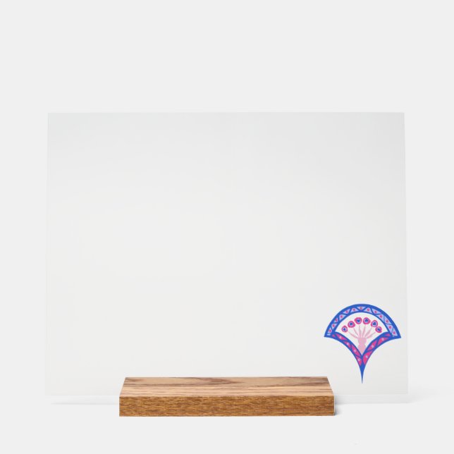 blue floral damask pattern  acrylic sign (Front)
