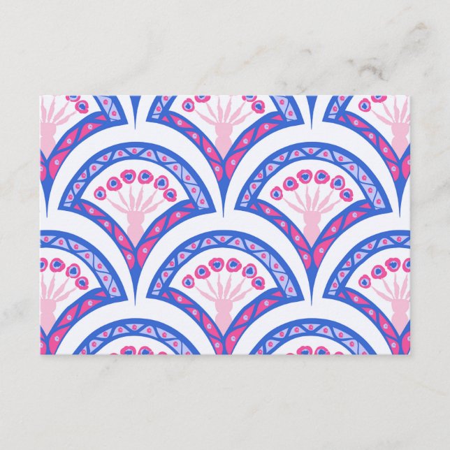 blue floral damask pattern  advice card (Front)