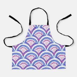 blue floral damask pattern apron