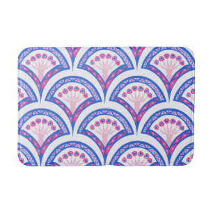 blue floral damask pattern  bath mat