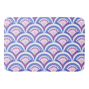 blue floral damask pattern bath mat