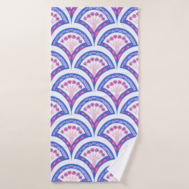 blue floral damask pattern  bath towel (Bath Towel)