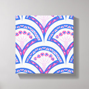 blue floral damask pattern  canvas print