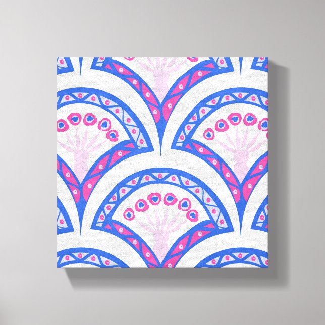 blue floral damask pattern  canvas print (Front)