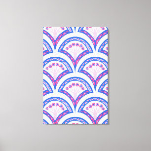 blue floral damask pattern canvas print