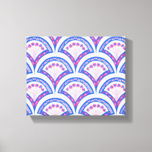 blue floral damask pattern canvas print