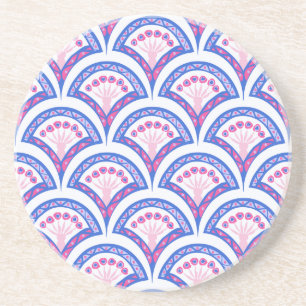 blue floral damask pattern coaster