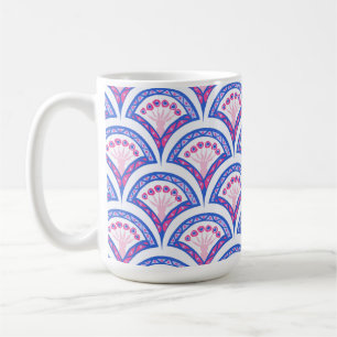 blue floral damask pattern coffee mug