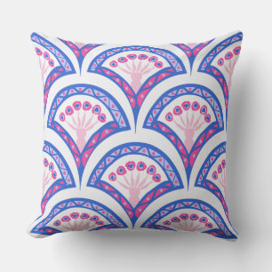 blue floral damask pattern cushion