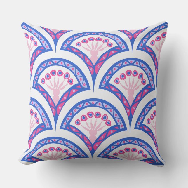 blue floral damask pattern  cushion (Front)