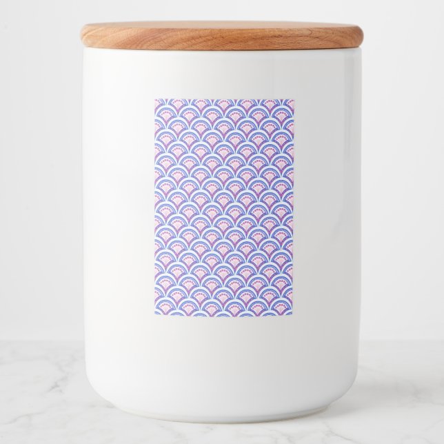 blue floral damask pattern  food label (Front)