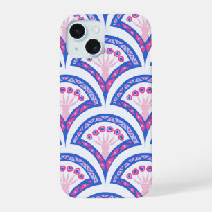 blue floral damask pattern iPhone 15 case