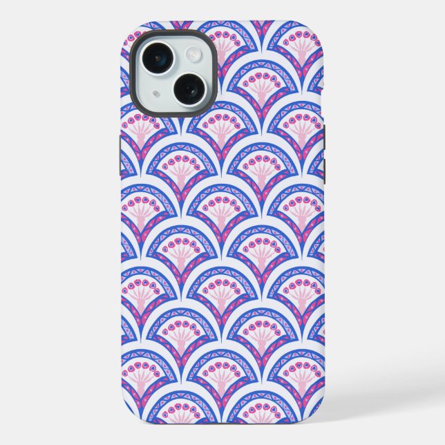 blue floral damask pattern  iPhone case (Back)