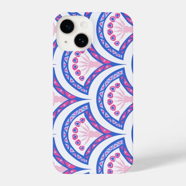 blue floral damask pattern  iPhone case (Back)