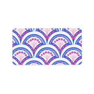 blue floral damask pattern  label