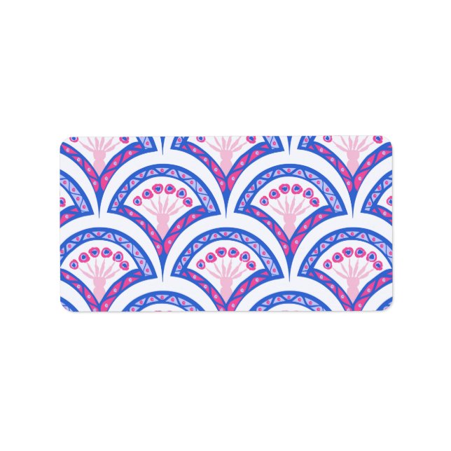 blue floral damask pattern  label (Front)