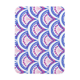 blue floral damask pattern magnet