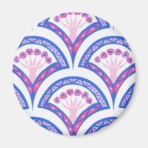 blue floral damask pattern magnet