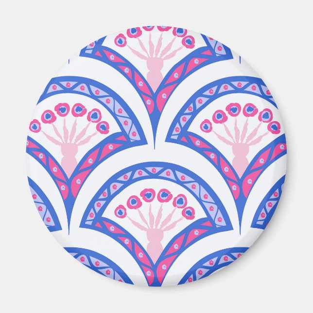 blue floral damask pattern  magnet (Front)