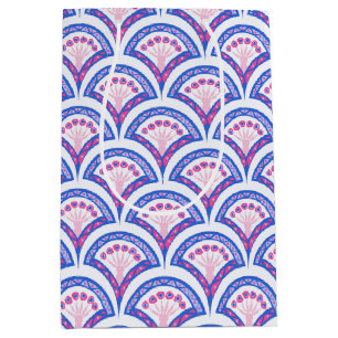 blue floral damask pattern  medium gift bag