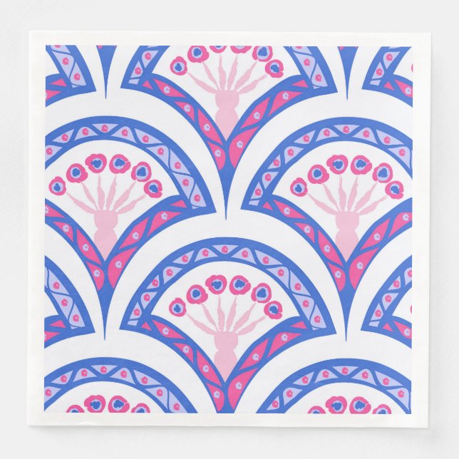 blue floral damask pattern  napkin (Front)