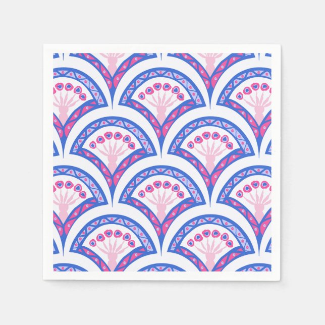 blue floral damask pattern  napkin (Front)