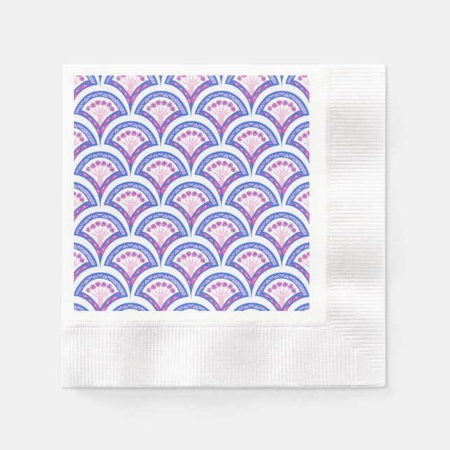blue floral damask pattern  napkin (Front)