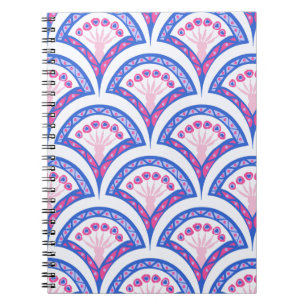 blue floral damask pattern notebook
