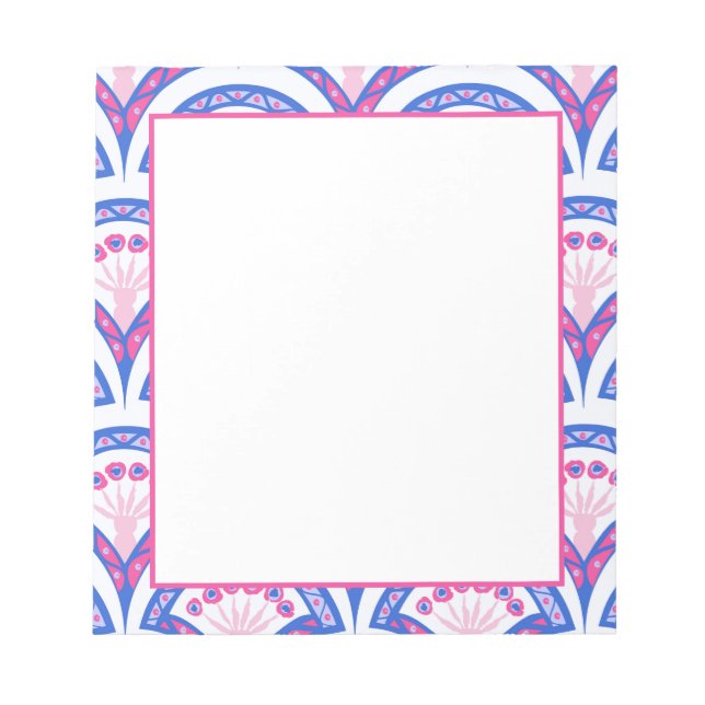 blue floral damask pattern  notepad (Front)