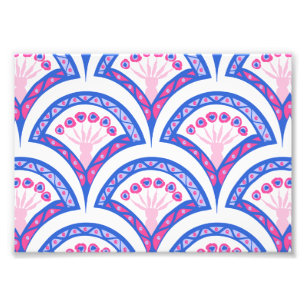 blue floral damask pattern photo print