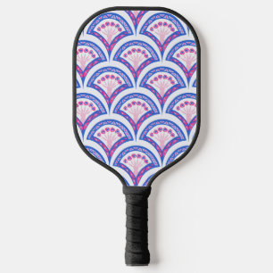 blue floral damask pattern pickleball paddle