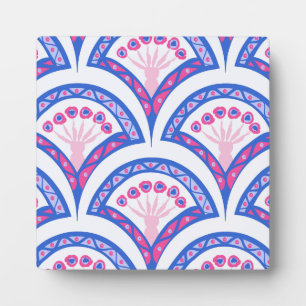 blue floral damask pattern  plaque