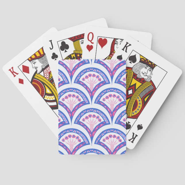 blue floral damask pattern  playing cards (Back)