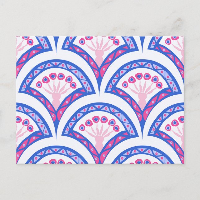 blue floral damask pattern  postcard (Front)